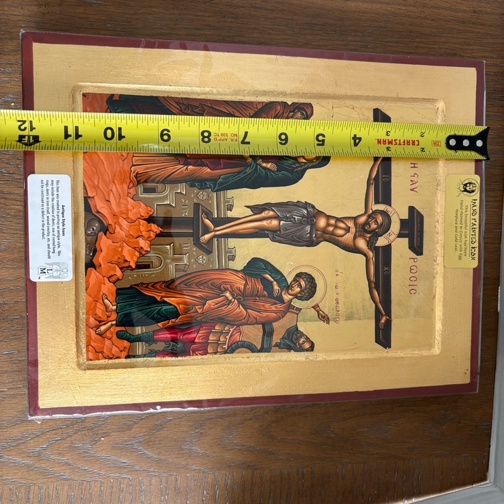 Hand-Painted Icon  in Greece with Egg, Tempura and Gold Leaf Painting Jesus - Picture 2 of 7